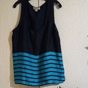 Michael Kors Black and Teal Striped Tank Top  size XL